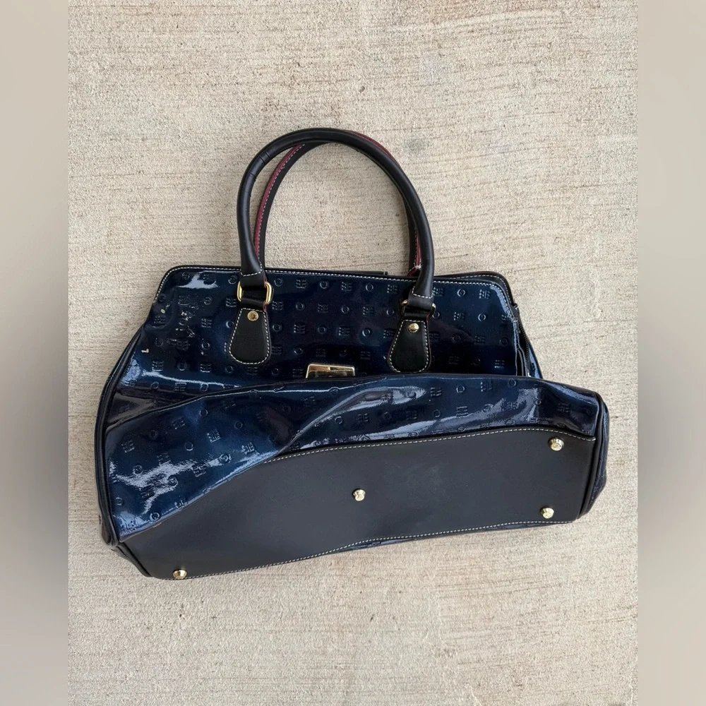 Arcadia Zip Top Patent Leather Satchel Purse Bag, Made in Italy